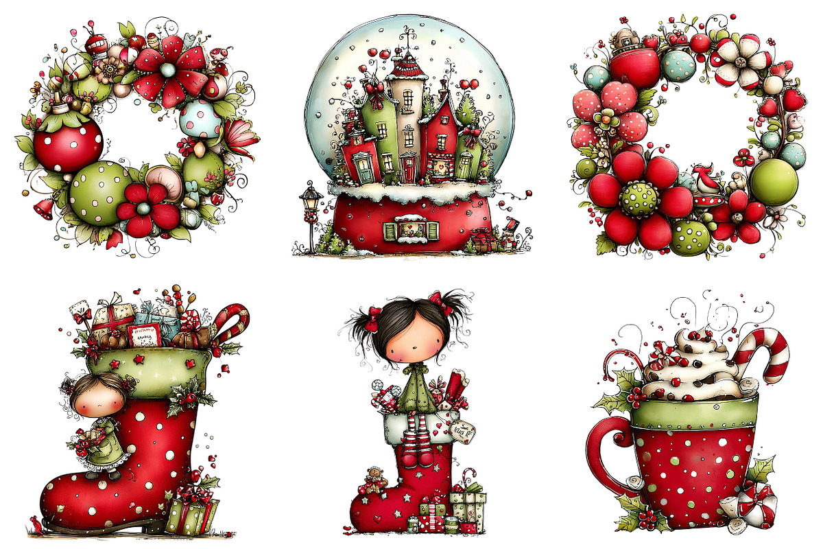 Whimsical Christmas Clipart, an Illustration by Craft Nest (Photo 8 of 8)