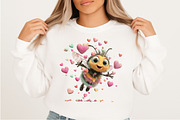 Whimsical Valentine Bee Clipart, an Illustration by Craft Nest (Thumbnail 8 of 10)