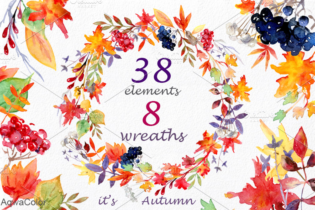 It's Autumn Watercolor Clipart, a Decorative Illustration by AqwaColor (Photo 1 of 4)