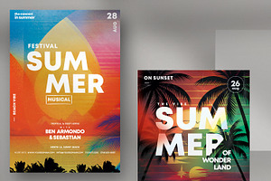 2 Summer Event Party Flyer Templates, a Flyer Template by PixelsDesign