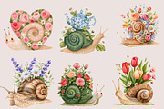 Cute Whimsical Snail Flower Clipart, a Seasonal Illustration by SVGArt (Thumbnail 1 of 5)