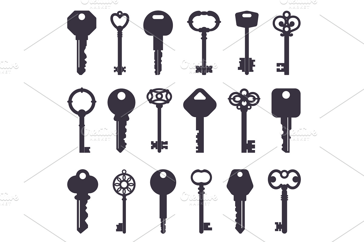 Black keys silhouettes. Old and, an Object Illustration by Vectorbuum