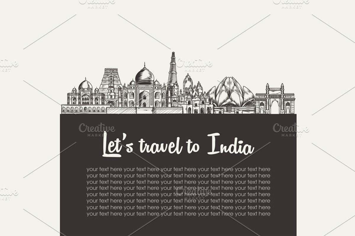 India hand drawn skyline, an Illustration by LisaKolbasa (Photo 3 of 3)