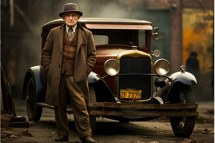 Adventurous American man near, a Transportation Photo by Ylivdesign