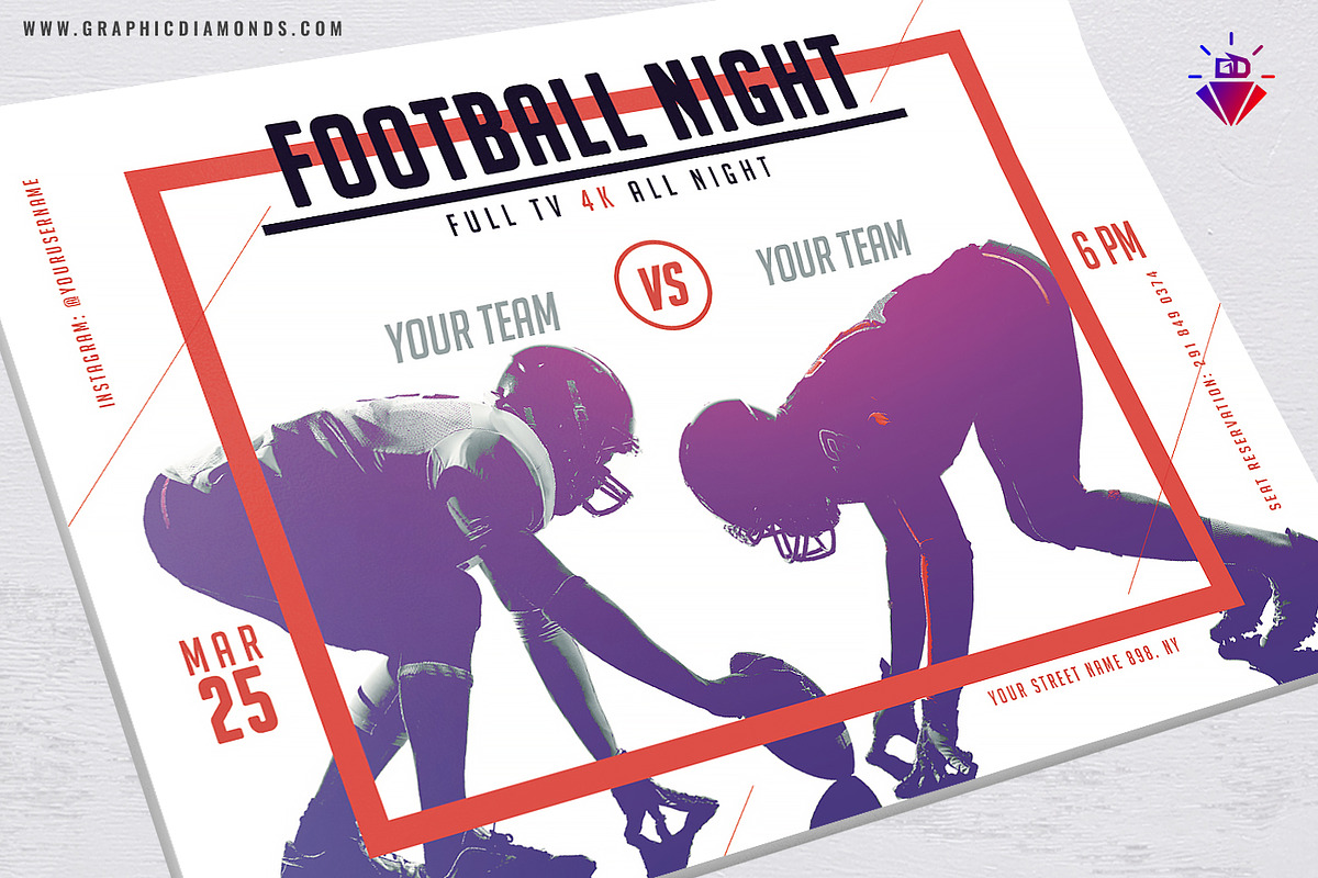 American Football Super Bowl Flyer, a Flyer Template by GraphicDiamonds (Photo 1 of 6)