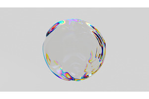3D render iridescent glass bubble