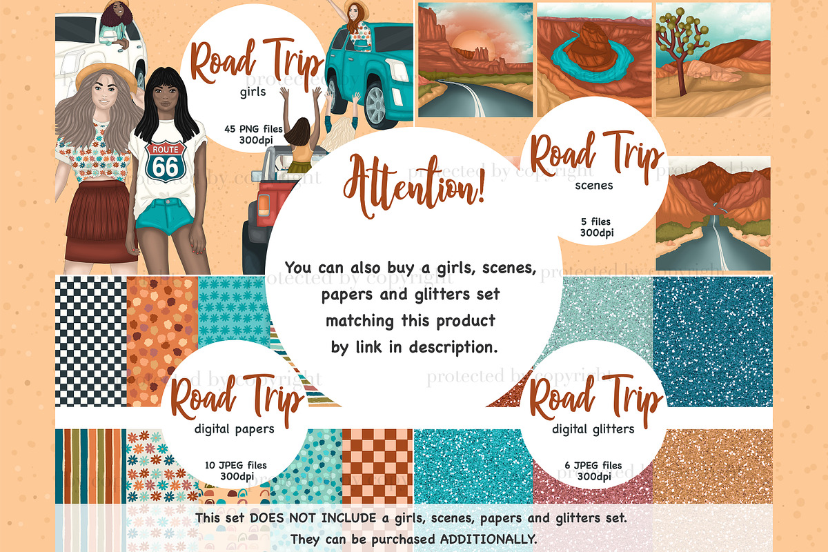 Road Trip Clipart | Summer Clip Art, an Object Illustration by GlamArtZhanna (Photo 4 of 4)
