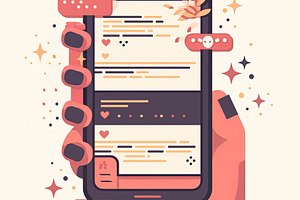 Stylized illustration of a phone displaying social media activity, a Photo by AS photostudio