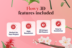 Flowy - Flowers 3D Icon Set