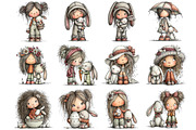 Easter Girl and Bunny Clipart, an Illustration by DreamArtGraphic (Thumbnail 2 of 4)