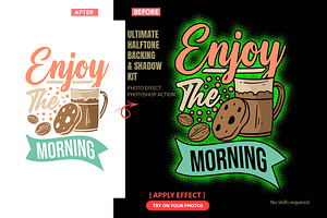 Halftone Backing & Shadow Kit, an Action Add-On by MRI STUDIO