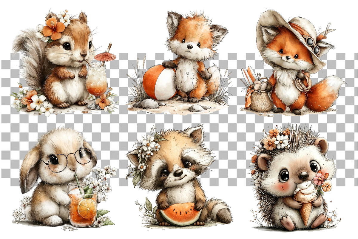 Whimsical Summer Animals Clipart, a Seasonal Illustration by Daily.Designs (Photo 3 of 4)
