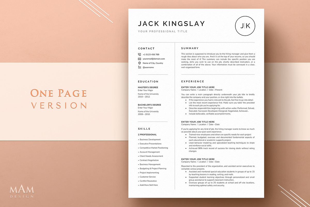 Resume CV Template with Logo, a Resume Template by MAM Design (Photo 2 of 10)