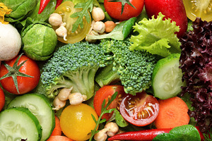 Fresh vegetables with water drops containing vegetable, food, and eating
