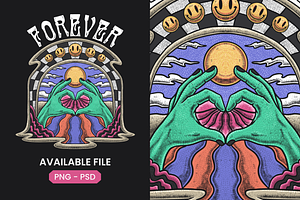 Love Hand Sign Trippy Illustration, a Person Illustration by Pries Studio