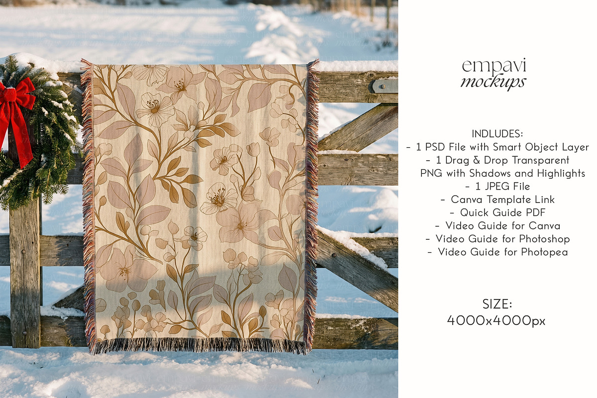Woven Blanket Mockup, a Household Mockup by EmpaviMockups (Photo 7 of 7)