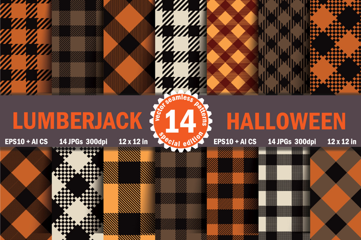 Halloween Lumberjack Pattern, a Pattern Graphic by Vectorchoice (Photo 1 of 2)