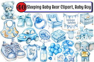 Sleeping Baby Bear Clipart, Baby, an Illustration by Design Market