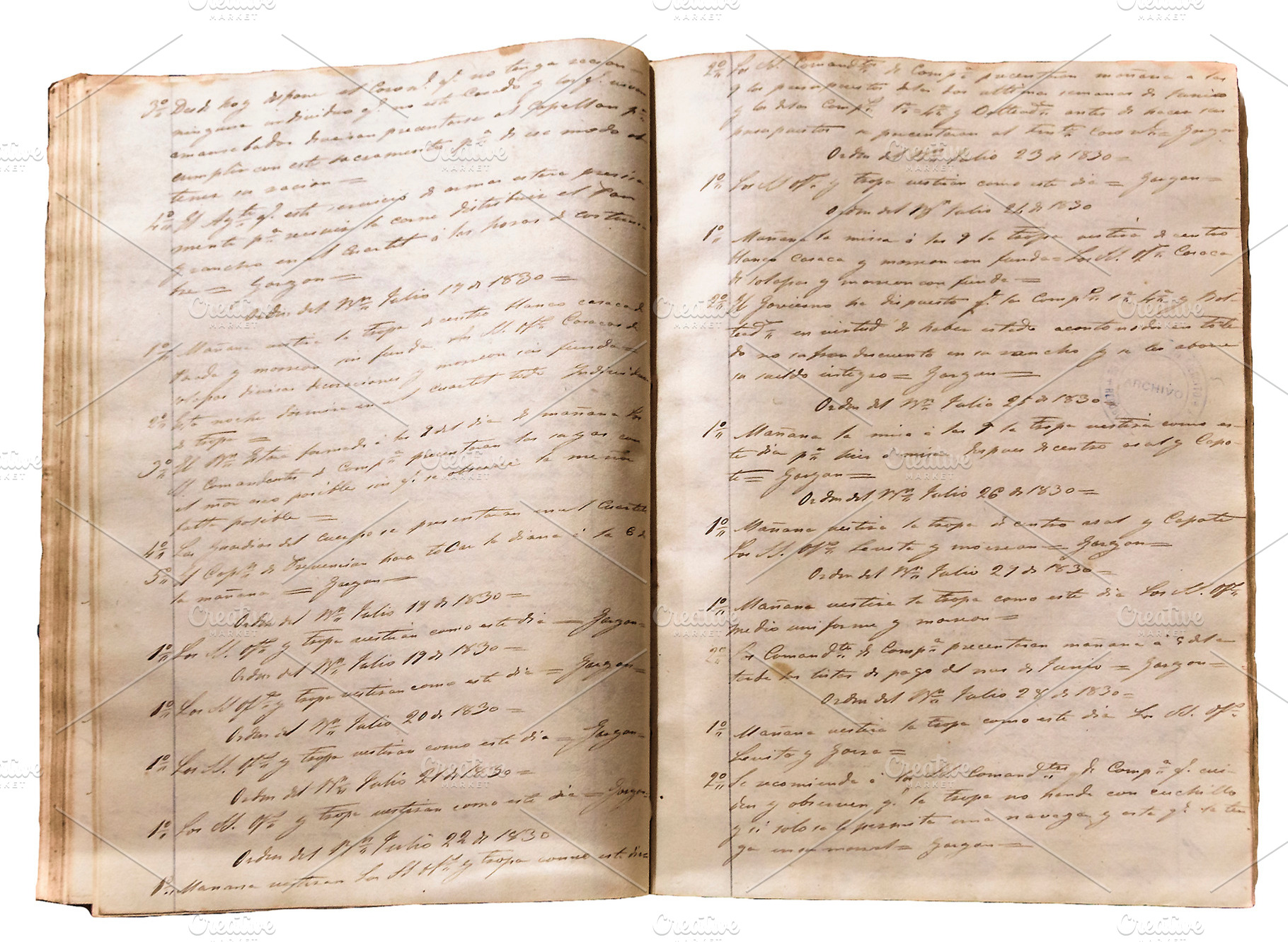 Open old manuscript book isolated photo, a School & Education Photo by DanFLCreativo