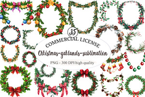 Christmas-garlands-sublimation, an Illustration by designcity5