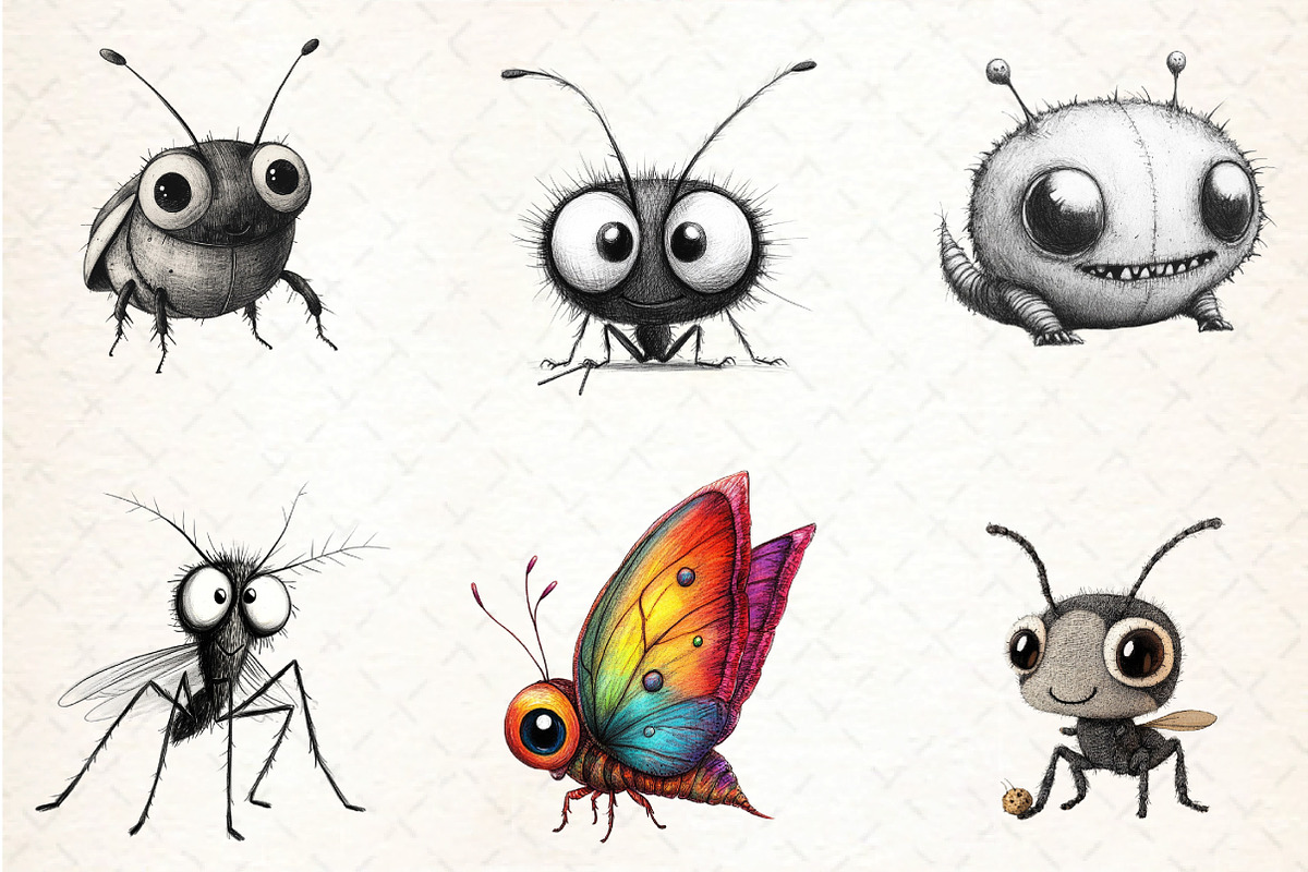 Whimsical Insect Clipart Set, an Illustration by DreamCafeArt (Photo 7 of 7)