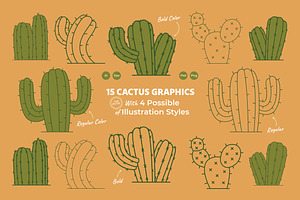 Cactus / Cacti Line Illustration