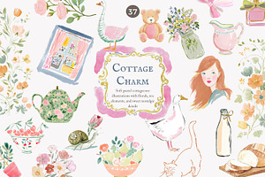Cottagecore clipart set, a Decorative Illustration by Patishop Art