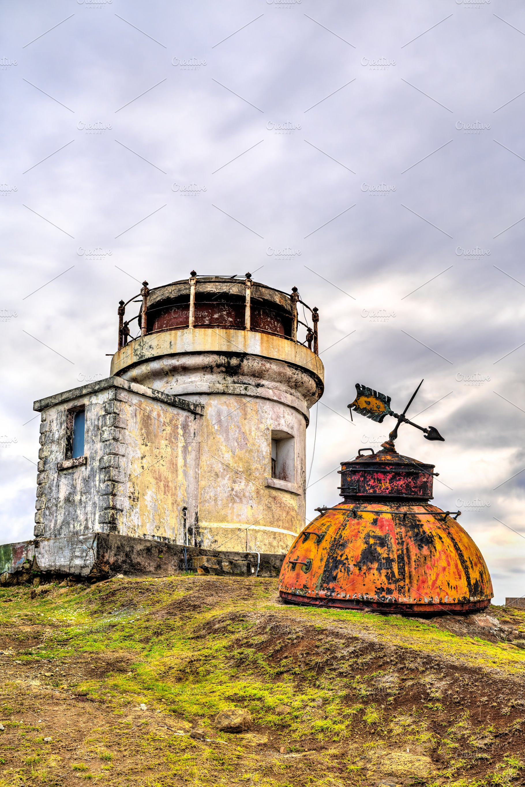 Old lighthouse tower and dome at Moule a Chique in Saint Lucia, an Architecture Photo by Leonid Andronov
