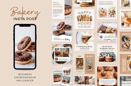 Bakery Instagram Post Templates, a Social Media Template by ShopRShop