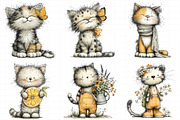 Whimsical Summer Cats Clipart Png, an Illustration by Daily.Designs (Thumbnail 4 of 8)