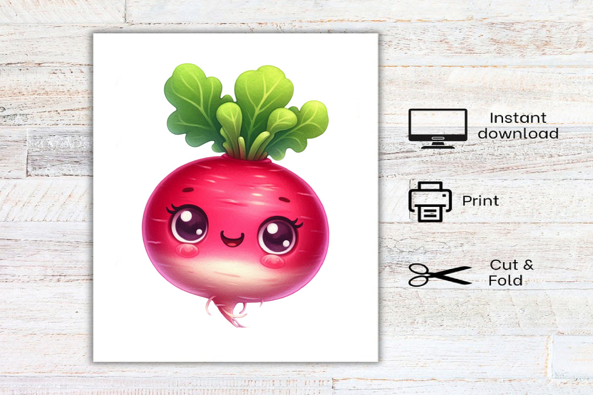 Watercolor Kawaii Vegetables Clipart, an Illustration by Canvas Craft (Photo 7 of 7)