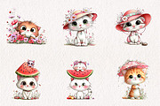 Whimsical Summer Cat Clipart, an Illustration by CreationArt (Thumbnail 5 of 7)