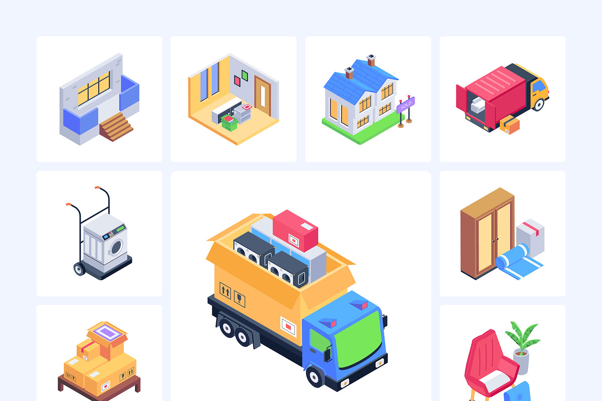 Moving Home Isometric Icons, an Emoji Icon by Vectors Market (Photo 7 of 10)