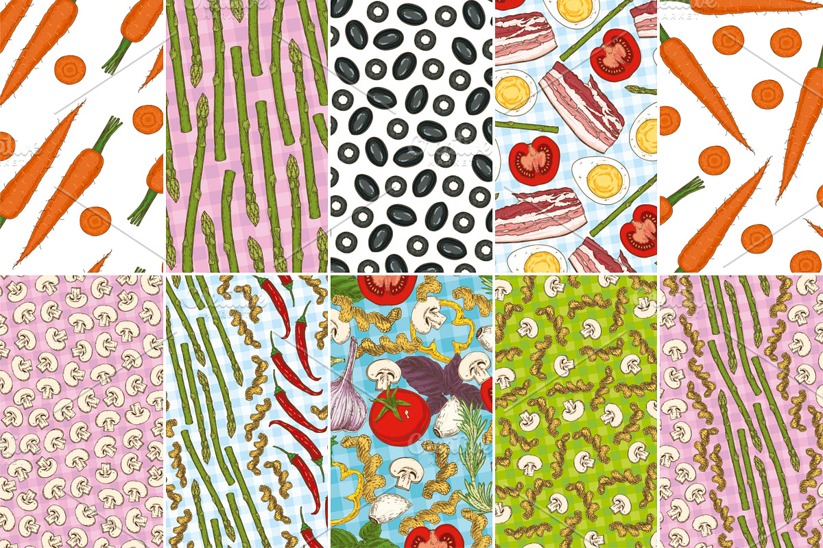Food Seamless Patterns Collection, a Pattern Graphic by DeepFuze