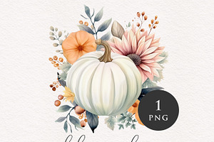 Boho Floral Pumpkin Clipart