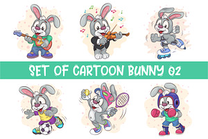 Set of Cartoon Bunny_02. T-Shirt., an Animal Illustration by KENO Mascots