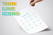 Furniture | 16 Thin Line Icons Set, an Outline Icon by Alex Blogoodf (Thumbnail 3 of 11)