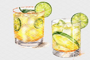 Spicy Mango Margarita, Set Of 2