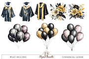 Watercolor Graduation Clipart Bundle, an Illustration by MockupWizard (Thumbnail 3 of 5)
