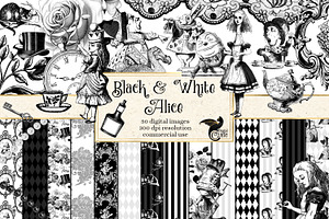 Black & White Alice Graphics, an Illustration by Digital Curio