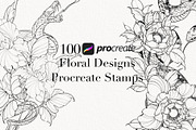 Procreate Snake stamps with flowers., a Brushes & More by AnnaPolitmerskaja (Thumbnail 1 of 8)