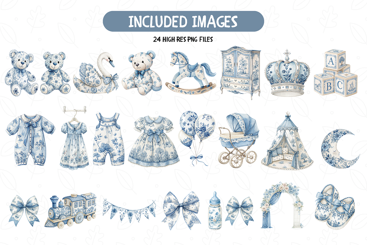 Blue Toile Baby Clipart, an Object Illustration by TatiMockup (Photo 2 of 3)