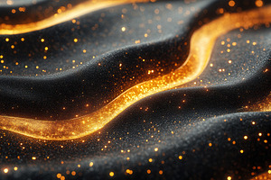 Glowing golden waves reflecting ligh, a Photo by Tanuart
