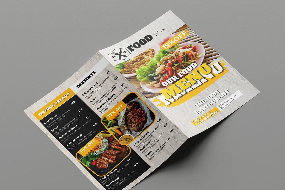 BiFold Food Menu Brochure Template, a Brochure Template by iloveTemplate