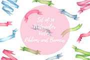 Set of 14 Watercolor Vector Ribbons, an Object Graphic by Alonka's Illustrations (Thumbnail 1 of 2)