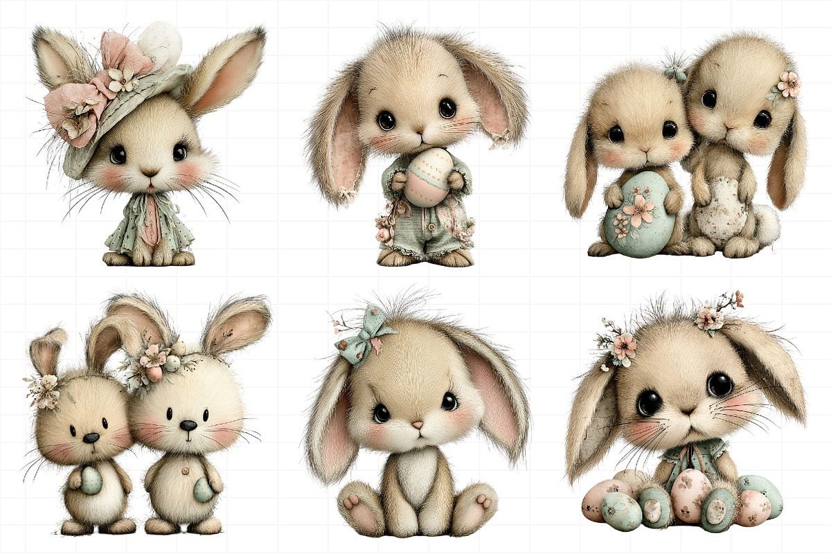 Watercolor Pink Bunnies Easter Clipa, an Illustration by Daily.Designs (Photo 4 of 8)