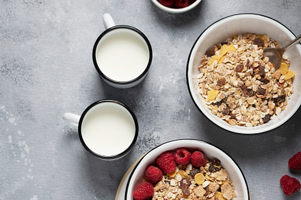 Healthy granola mix with rasberry, a Food & Drink Photo by oxana.denezhkina