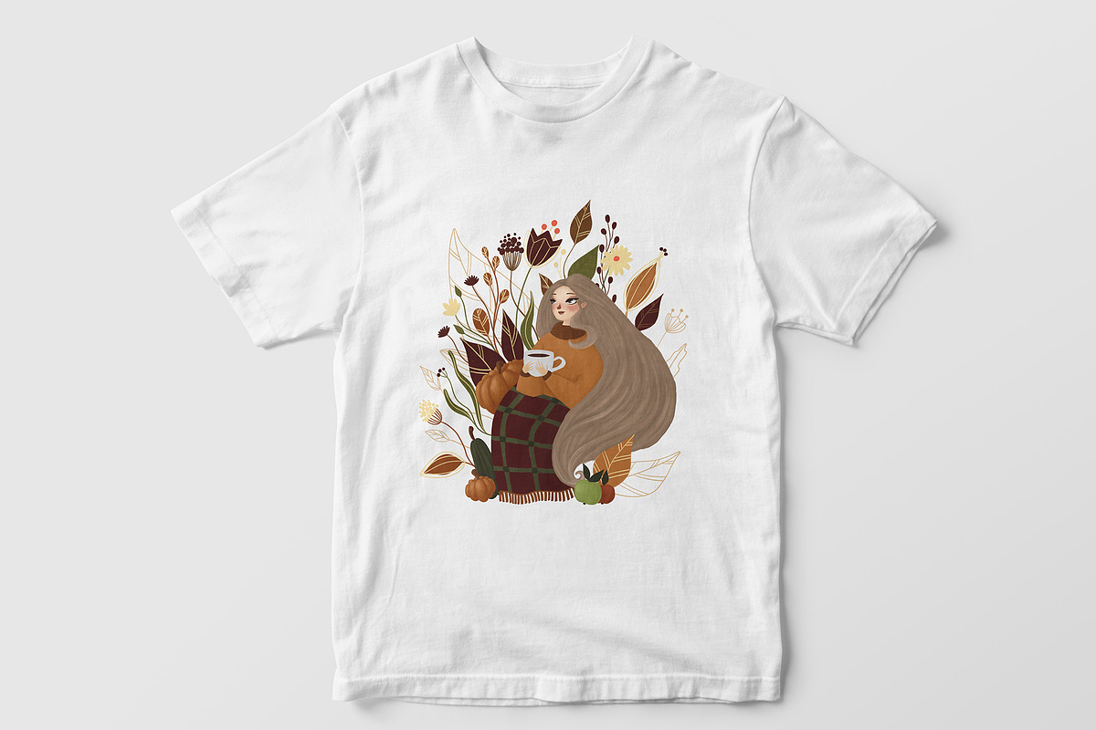 Fall Girl Autumn Leaves Poster Print, a Seasonal Illustration by Chloe's Illustrations (Photo 4 of 5)