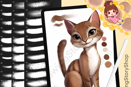 100 Fur Brushes Set for Procreate, a Brush Add-On by DrawingStoryShop