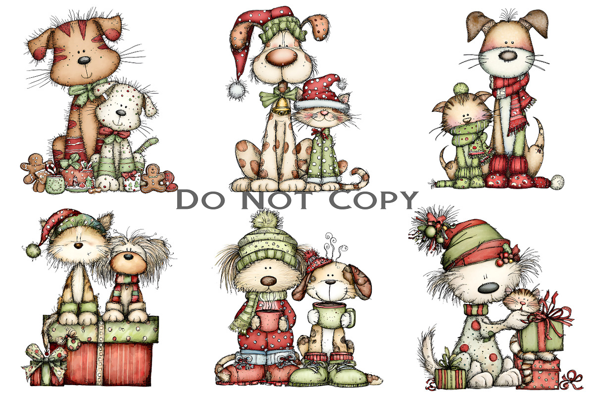 Whimsical Christmas Cats And Dogs, an Illustration by Craft Nest (Photo 6 of 8)
